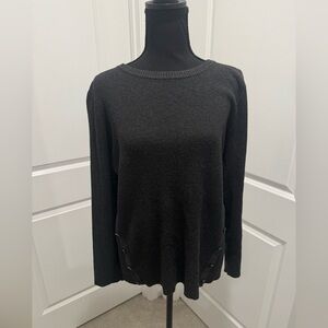 Gray Knit Sweater with Side Details